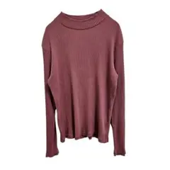 ユニクロ UNIQLO ハイネック リブ 長袖カットソー ピンク L