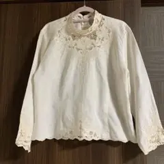 SALACASA スワトーシルク刺繍　コットン長袖ブラウス　Mサイズ