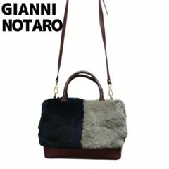 GIANNI NOTARO 2way ショルダーバッグ ハンドバッグ ファー 革