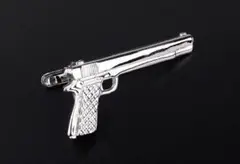 cl-0072　ネクタイピン　ピストル　自動拳銃　ハンドガン　小銃　シルバー