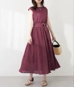【natural couture】べっ甲Dかん太ベルト涼しげワンピース