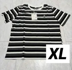 マルチボーダー ビッグシルエット Tシャツ ブラック XLサイズ レディース