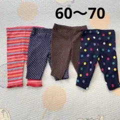 ストライプ パンツ レギンス　7部丈4点セット　水玉　ドット　カラフル　女の子