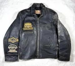 70s Lee Trevor　ライダースジャケットヴィンテージ　Mサイズ LEE TREVOR 80s PATCHED Motorcycle Biker Riders Black Leather