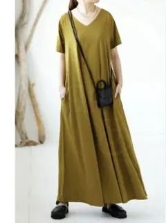 新品タグ付き ANTIQUA カットワンピース マキシ丈 ロングワンピース