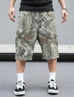 メンズ　レディース　リアルツリー柄　ショートパンツ　ハーフパンツ　S