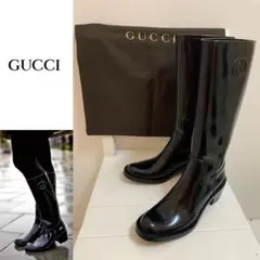 GUCCI グッチ ITALY製 GGロゴ ラバー レインブーツ ブラック 40