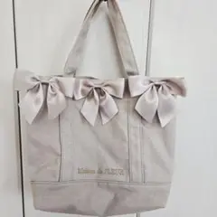 Maison de FLEUR リボン付きトートバッグ ピンクベージュ