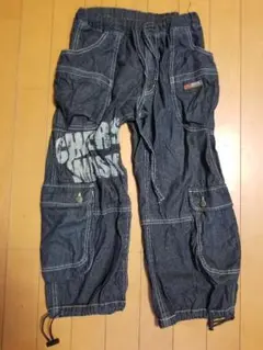 WASK古着USEDダークブルー カーゴパンツ150cm