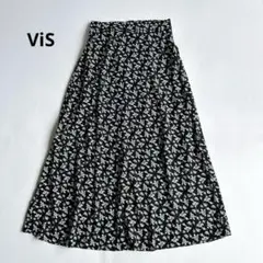 ViS ヴィス　ビス　花柄　ロングフレアスカート　ブラック　Lサイズ