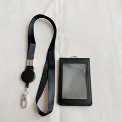 定期入れ IDカードホルダー パスケース ネームホルダー 通勤 通学 ブラック