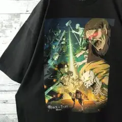 海外公式☆進撃の巨人 ファイナルシーズン ビッグプリント Ｔシャツ 黒 XL