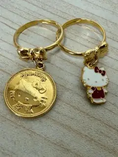 ハローキティ リングセット 金色メッキ2個