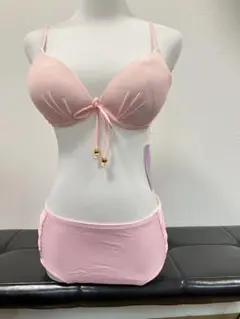 ピンク セパレート水着 ビキニ + ビーチカバーアップ031 XL