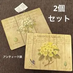 【美品】 アンティーク ボタニカルアート 植物画 木製 額 2枚セット
