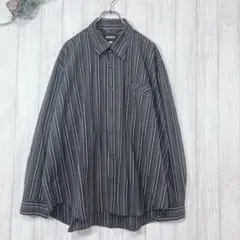 ☆Heart Soul (3L) シャツ 長袖 オーバーサイズ ストライプ 黒