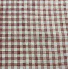 チェック柄　水彩風　あずき色　コットン　生地　布　ハギレ　カットクロス　50cm