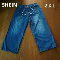 SHEIN ２ＸＬ ライトブルーワイドレッグデニムパンツ