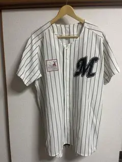 千葉ロッテマリーンズ　ユニフォーム　NPBマーク入り　デサント　L 無地
