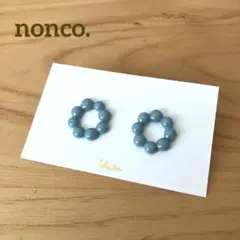 new! つぶつぶサークル　レジンピアス　 くすみブルー