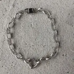 №1455サージカルステンレスハートチャームシルバーチェーンブレスレット
