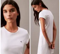 新品未使用 Calvin Klein ロゴ Tシャツワンピース 白