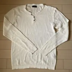 ZARA ザラ　ニット　シアー　リブ　ホワイト　ヘンリーネック　美品