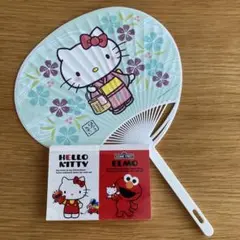 平成レトロ　ハローキティ☆エルモ　ダブルメモ　2010サンリオ　おまけうちわ付き