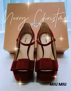 miu miu ミュウミュウ オープントゥ・ストラップスエードパンプス ボルドー