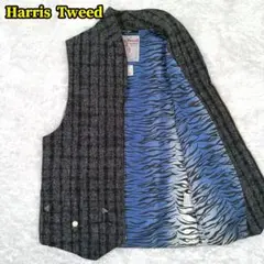 25着限定 ハリスツイード×グライムエフェクト ウール ベスト チェック ゼブラ