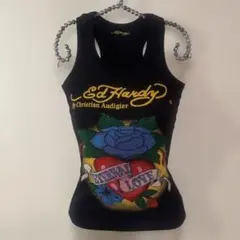 Ed Hardy タンクトップ スカルデザイン キャミソール ギャル y2k ED HARDY｜ニットタンクトップ キャミソール ギャル スカル Y2K