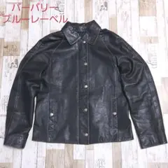 バーバリーブルーレーベル レザージャケット M 黒 ラムレザー ホースマーク