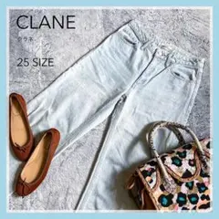 【CLANE】クラネ ウォッシュ加工 ストレート ワイド デニム ブルー 25