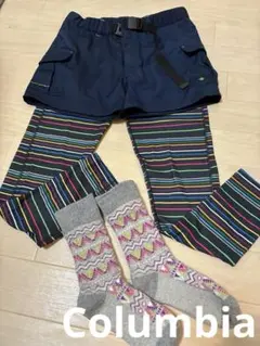 [美品]Columbia 3点セットネイビー ショートパンツ　レギンス　靴下