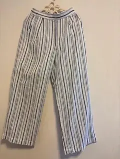 ストライプ ワイドパンツ ゴムウエスト　レディースS新品　未使用