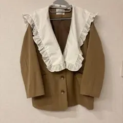 【美品】NICE CLAUP 取り外し可能フリル襟＆袖付き ジャケット ブラウン