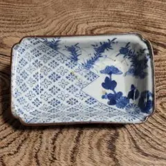 古伊万里 染付 型紙摺 長皿 金継ぎ練習用 骨董 アンティーク 金継ぎ 江戸時代