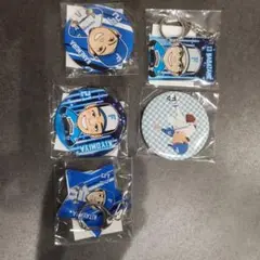 生田目選手、北山選手のキーホルダー 清宮選手、金村選手、河野選手の缶バッヂ
