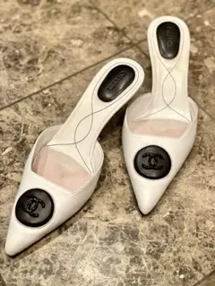 【CHANEL】シャネル COCOマーク バイカラーミュール