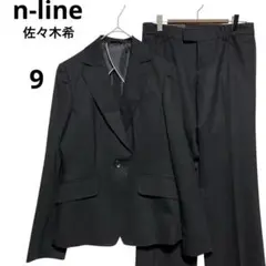 エヌライン 佐々木希 パンツ スーツ ブラック ストライプ シルク混 9号