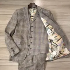 定価50万!【エトロ ETRO】未使用級スリーピース 圧巻の柄!スーツ　リネン