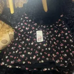Forever21 花柄タンクトップ Sサイズ 黒/クリーム/ピンク
