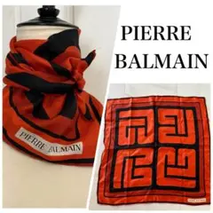 PIERRE BALMAIN スカーフ　オレンジ　シルク　総柄　正方形