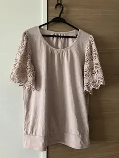 DHC ピンクレース袖 Tシャツ LL