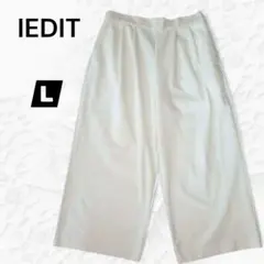 【イディット】タック入りワイドガウチョパンツ【L】ウエスト後ろゴム 通勤 綺麗め