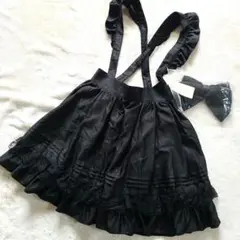 【新品】シークレットハニー　ブラックフリルサスペンダースカート　リボン　M