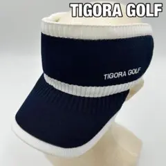 【TIGORA GOLF】サンバイザー ネイビー ロゴ ストライプ 男女兼用