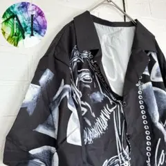 新品　未使用　クロス　十字架　オープンカラー　シャツ　メンズ　ローライダー　総柄