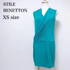 【スタイルベネトン】ワンピース タックギャザー ノースリーブ カシュクール