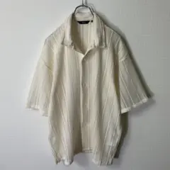 24SS BEAMS メッシュ オープンカラーシャツ M オフホワイト 半袖